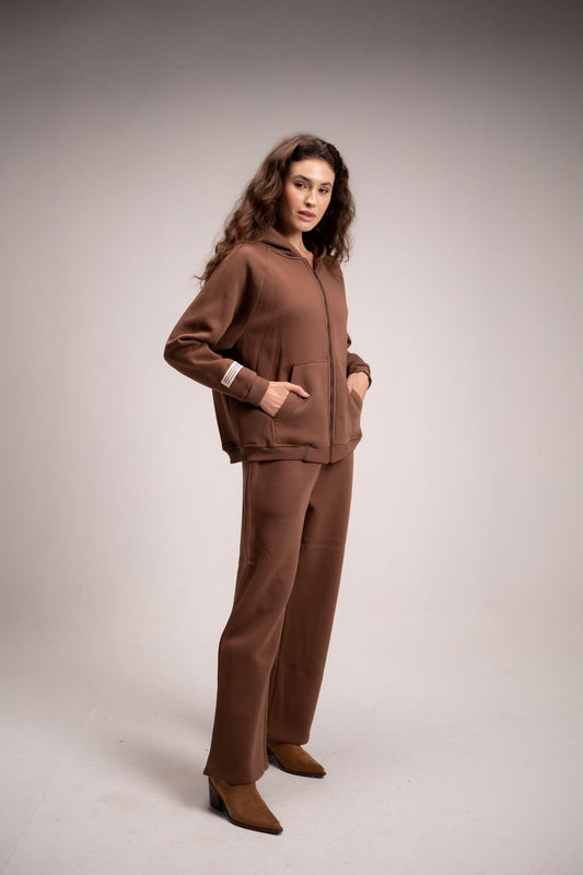 A cozy and stylish chocolate brown set