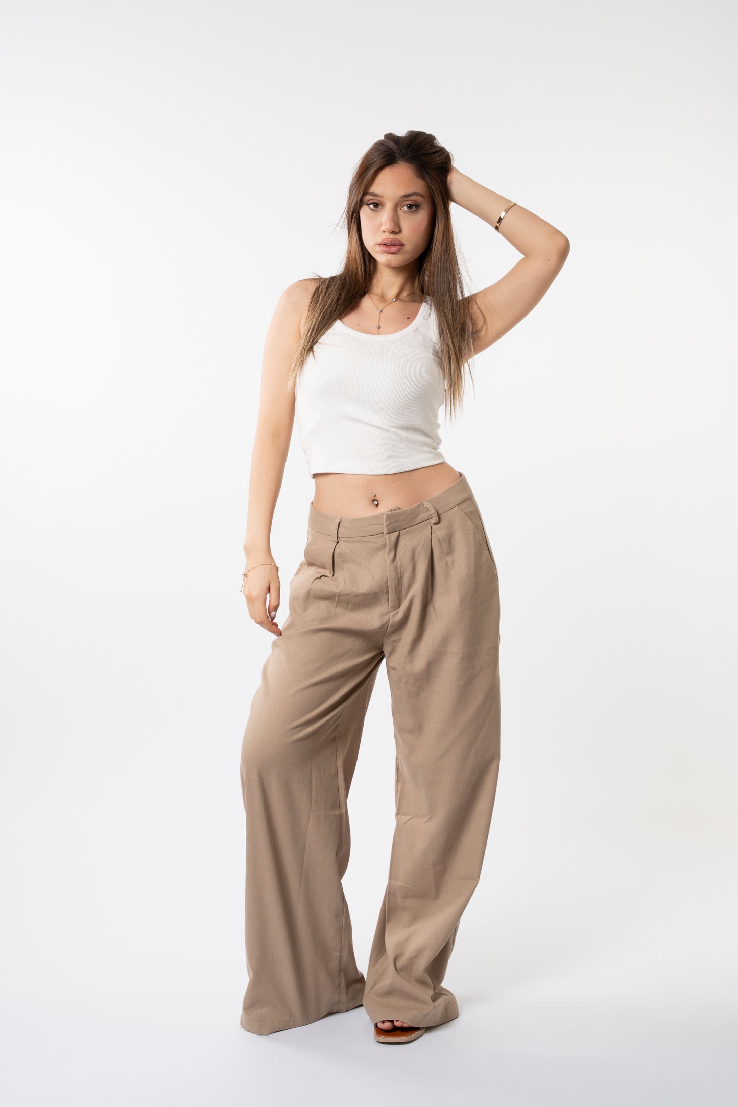 Wide-Leg Pleated Pants