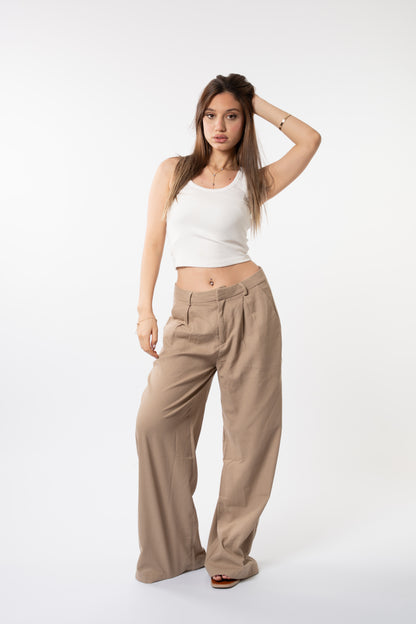 Wide-Leg Pleated Pants