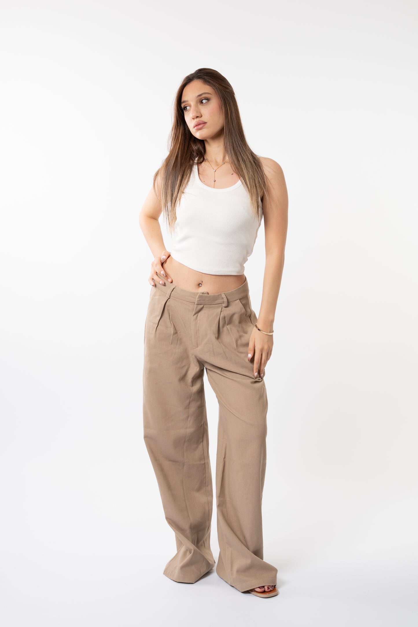 Wide-Leg Pleated Pants