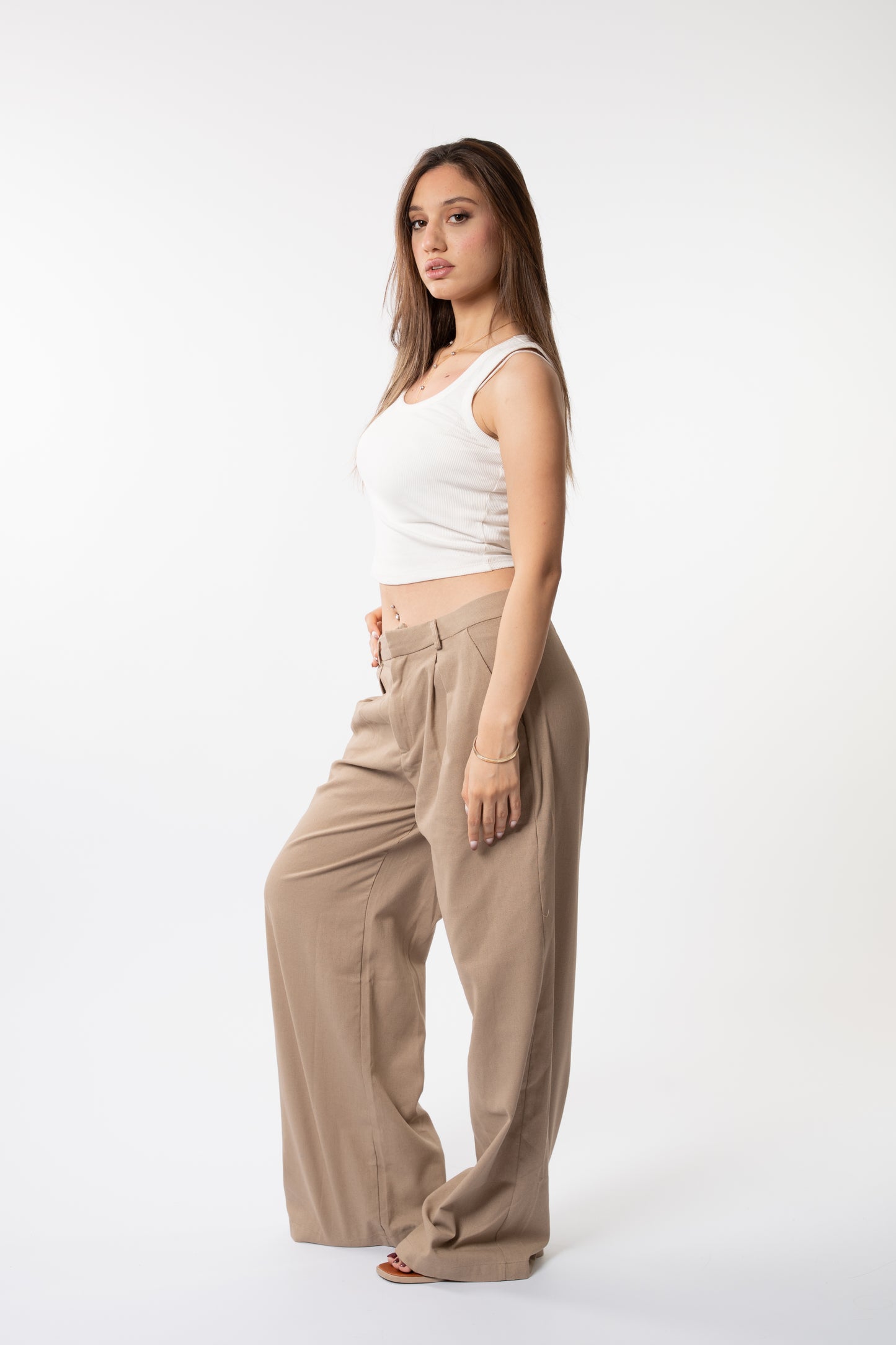 Wide-Leg Pleated Pants