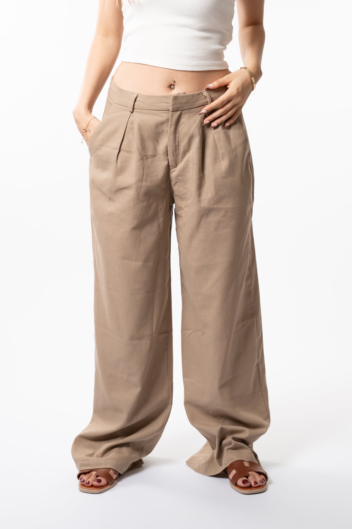 Wide-Leg Pleated Pants