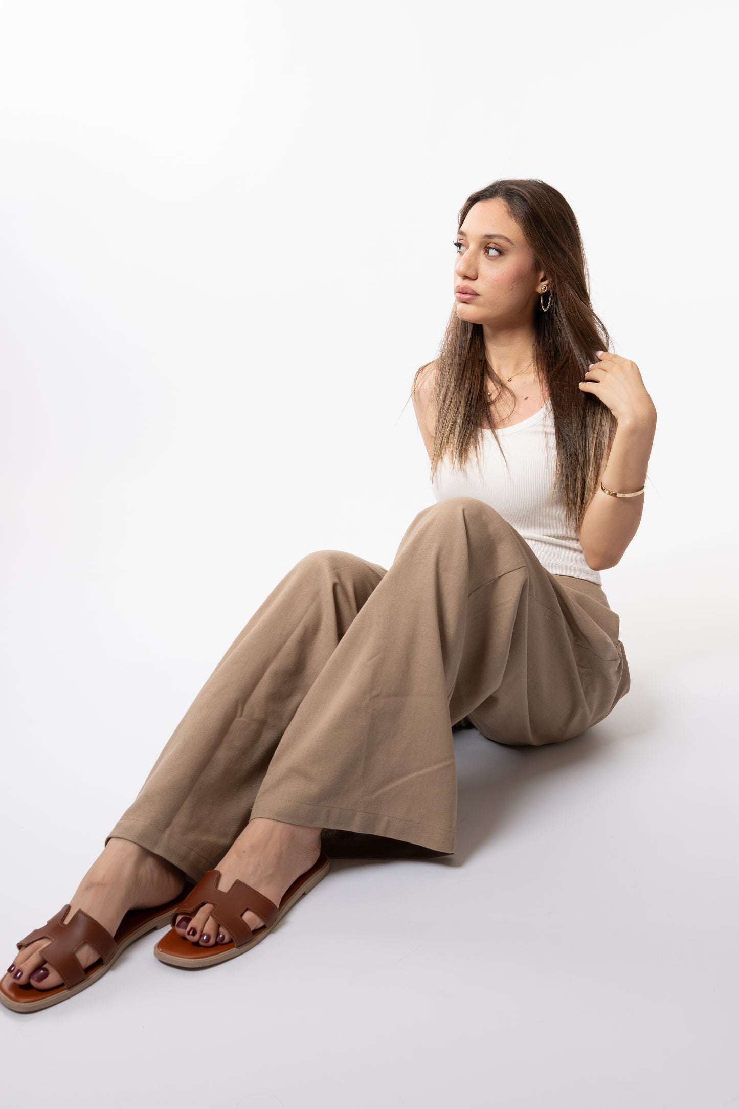 Wide-Leg Pleated Pants