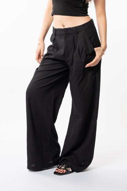 Wide-Leg Pleated Pants