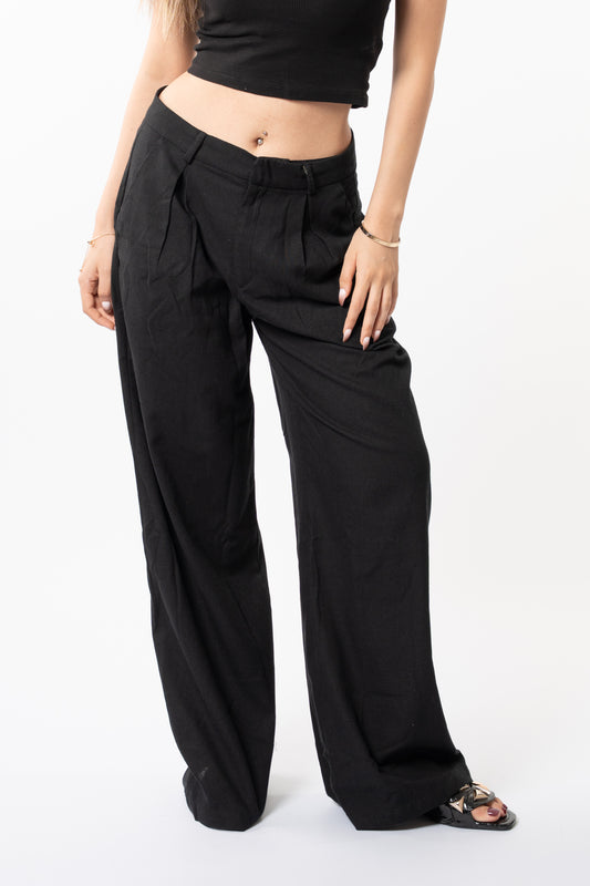 Wide-Leg Pleated Pants