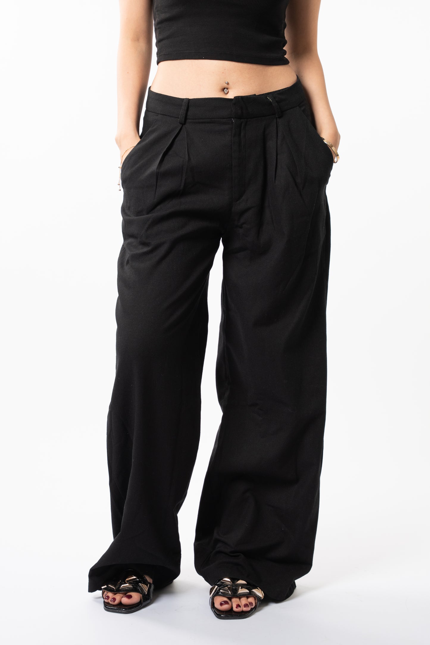 Wide-Leg Pleated Pants