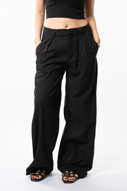 Wide-Leg Pleated Pants