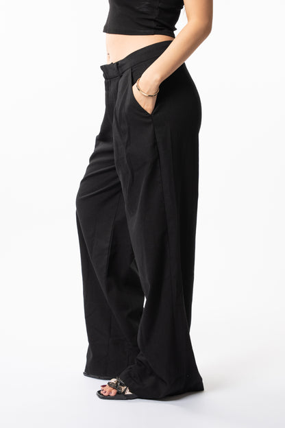 Wide-Leg Pleated Pants