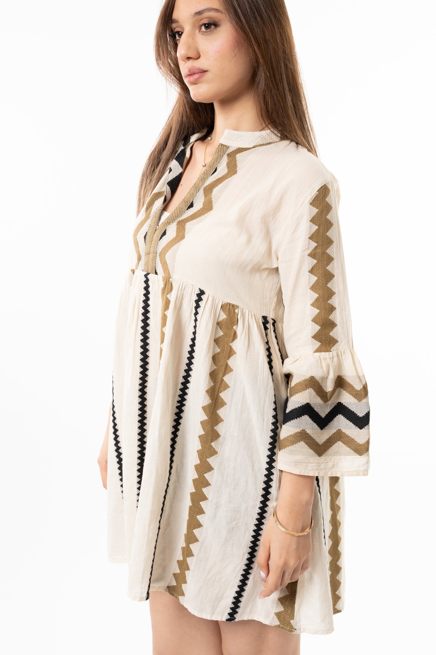 Short Linen Embroidered Dress