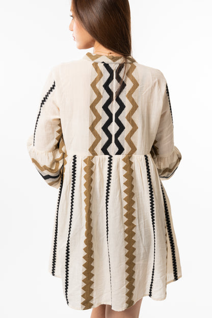 Short Linen Embroidered Dress