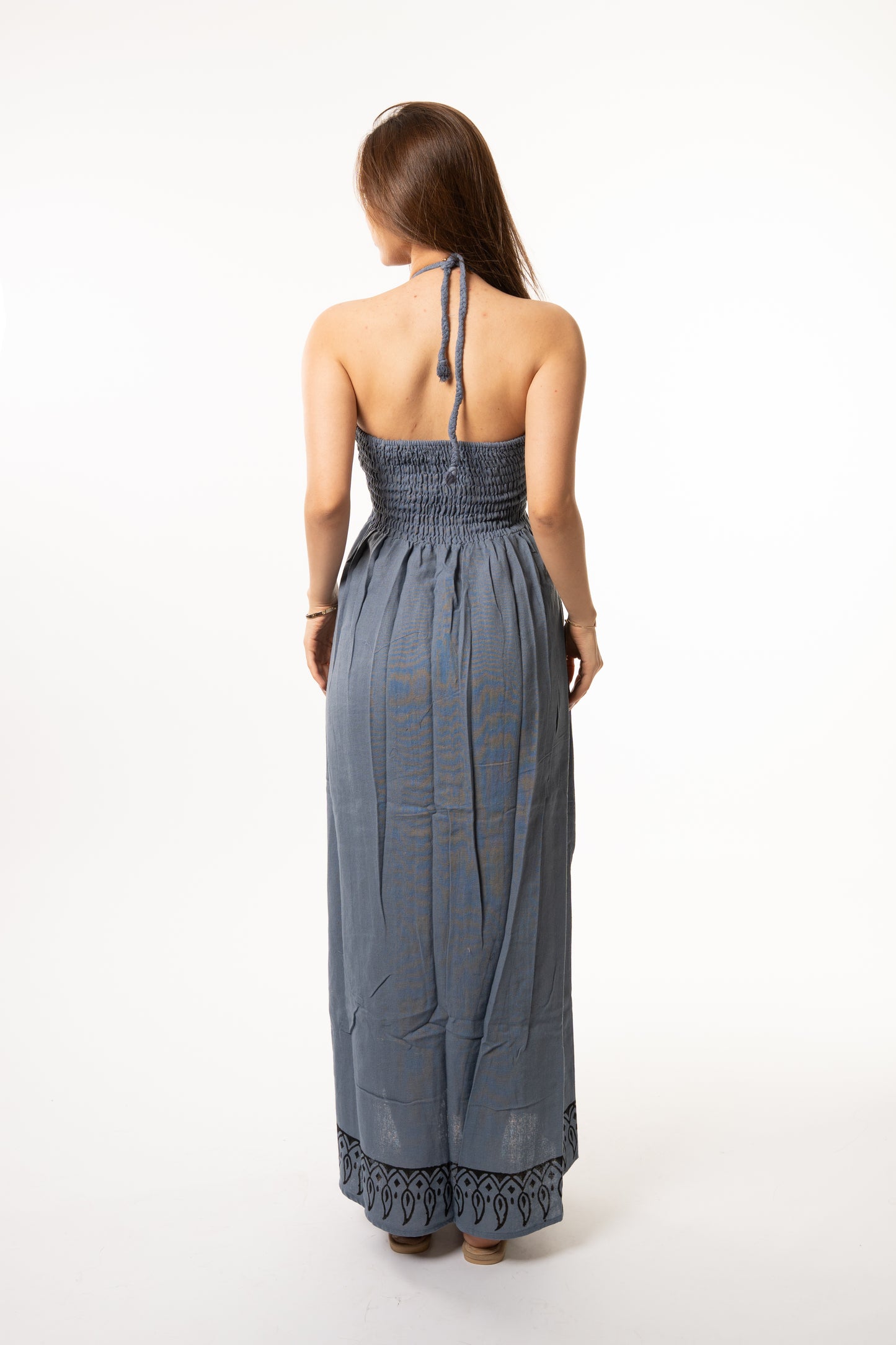 Long Blue Linen Dress