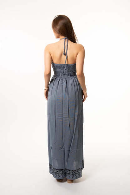 Long Blue Linen Dress