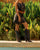 A short faux leather skirt