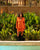 Orange Tweed Double-Breasted Blazer
